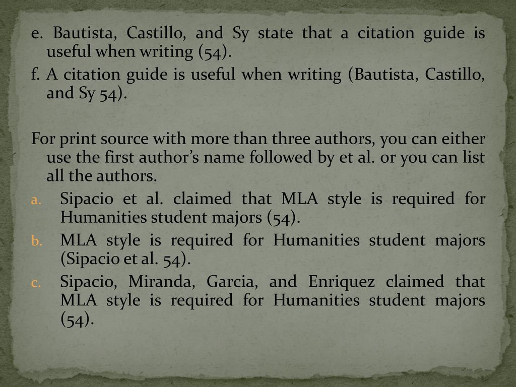 Basic Rules from the MLA Handbook, 7th Edition (Chapter 6) and MLA 